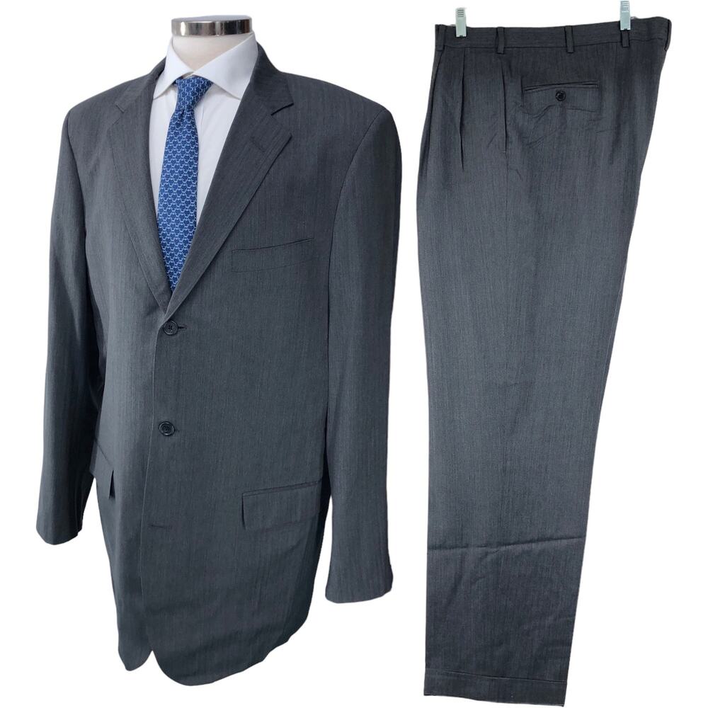 Southwick Men Sz 44XL Extra Long Suit 2 Piece Gray 3 Button USA Made *TINY FLAW
